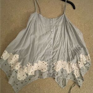 Marks & Spencer Pale Blue Spaghetti Strap Camisole White Lace beads  NWT uk 8
